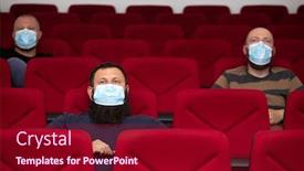  Presentation with disease - Slide set with people-in-cinema-with-protection background and a crimson colored foreground