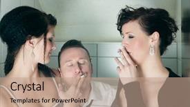  Presentation with club - Colorful presentation theme enhanced with people in club and smoking backdrop and a coral colored foreground