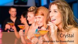  Presentation with club - Presentation design consisting of people in club or bar background and a  colored foreground