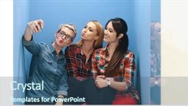  Presentation with fun - PPT theme enhanced with people in colorfull startup enviroment background and a ocean colored foreground