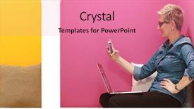  Presentation with group of people - Colorful PPT theme enhanced with people in colorfull startup enviroment backdrop and a coral colored foreground