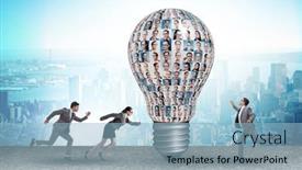  Presentation with diversity - PPT theme having people-in-idea-and-diversity background and a light blue colored foreground
