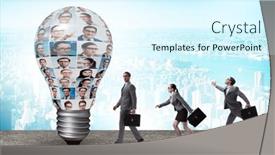  Presentation with diversity - Presentation design featuring people-in-idea-and-diversity background and a cool aqua colored foreground