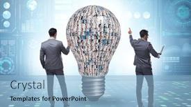  Presentation with diversity - Presentation design with people-in-idea-and-diversity background and a light blue colored foreground