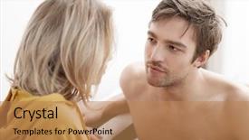  Presentation with young people diversity - Presentation design featuring people in love love affair background and a coral colored foreground