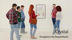  Presentation with art gallery - Beautiful theme featuring people in modern art gallery backdrop and a soft green colored foreground