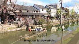  Presentation with old fashioned - Theme with people-in-old-fashioned-boat background and a coral colored foreground