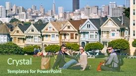  Presentation with san francisco - Theme having people in park at alamo background and a tawny brown colored foreground