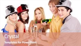  Presentation with group of people praying to god - Audience pleasing presentation consisting of people in party hat drinking backdrop and a  colored foreground