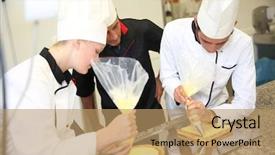  Presentation with course - Beautiful theme featuring people in pastry training course backdrop and a coral colored foreground