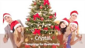  Presentation with group of diverse people - Presentation having people in santa hat drinking background and a red colored foreground