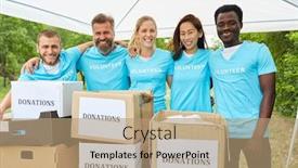  Presentation with donation - Slides consisting of people-in-the-team background and a coral colored foreground