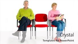  Presentation with elderly people arts and crafts - Beautiful presentation theme featuring people in the waiting room backdrop and a white colored foreground