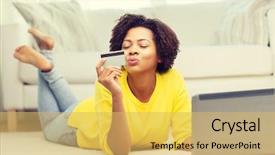  Presentation with african people - Audience pleasing PPT theme consisting of people internet bank online shopping backdrop and a yellow colored foreground