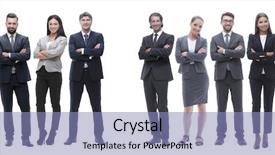  Presentation with diverse people - PPT layouts with people isolated over white background background and a light blue colored foreground