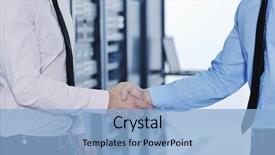  Presentation with young business people - Colorful presentation design enhanced with people it engineer in network backdrop and a light blue colored foreground