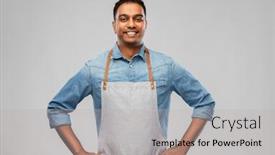  Presentation with apron - PPT theme featuring people-job-and-profession-concept background and a light gray colored foreground