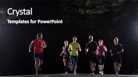  Presentation with park night city - PPT theme enhanced with people jogging in city park background and a black colored foreground