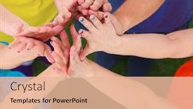  Presentation with grass - Cool new PPT theme with people-joining-their-hands backdrop and a  colored foreground