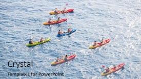  Presentation with sea - Presentation theme with people kayaking in the ocean background and a light blue colored foreground