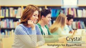  Presentation with knowledge - Amazing PPT theme having people knowledge education and school backdrop and a blonde colored foreground