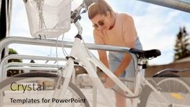  Presentation with happy birthday bicycle - Slide set with people-leisure-and-lifestyle-close background and a coral colored foreground