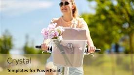  Presentation with happy birthday bicycle - PPT theme with people-leisure-and-lifestyle-close background and a  colored foreground