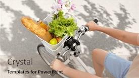  Presentation with food city - Presentation theme consisting of people-leisure-and-lifestyle-close background and a coral colored foreground