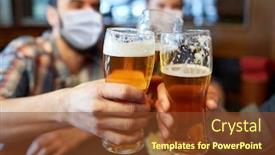  Presentation with face masks - Presentation design enhanced with people-leisure-and-pandemic-concept background and a tawny brown colored foreground