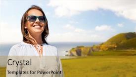  Presentation with people - PPT theme having people leisure concept happy smiling woman sunglasses sur coast california background background and a gold colored foreground