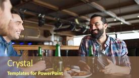  Presentation with bachelor - Audience pleasing slide deck consisting of people leisure friendship and bachelor party concept - happy male friends drinking bottled beer and talking at bar or pub backdrop and a tawny brown colored foreground
