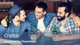  Presentation with people talking - PPT theme featuring people leisure friendship and bachelor background and a  colored foreground