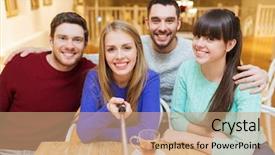  Presentation with friendship - Theme enhanced with people leisure friendship and technology background and a coral colored foreground