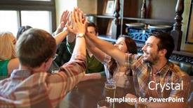  Presentation with pub - Slides having people-leisure-friendship-gesture background and a tawny brown colored foreground
