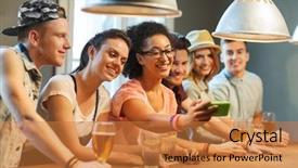  Presentation with pub - Colorful slide deck enhanced with people leisure friendship technology backdrop and a gold colored foreground