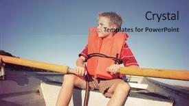  Presentation with rowing - Theme enhanced with people life preserver - boy rowing a boat background and a seafoam green colored foreground