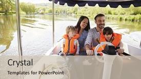  Presentation with family day - Presentation with people life preserver - family enjoying day background and a soft green colored foreground