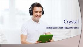  Presentation with distance learning - Audience pleasing slide set consisting of people lifestyle and distance learning backdrop and a sky blue colored foreground