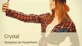  Presentation with tehnology - Beautiful presentation theme featuring people lifestyle and tehnology concept backdrop and a cream colored foreground