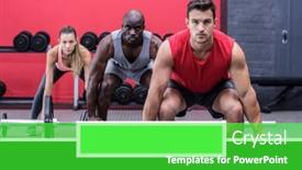  Presentation with weight lifting - Slide set featuring people-lifting-weight-exercising background and a shamrock green colored foreground