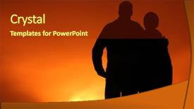  Presentation with hawaii - Amazing PPT theme having people looking at hawaiian volcano backdrop and a tawny brown colored foreground