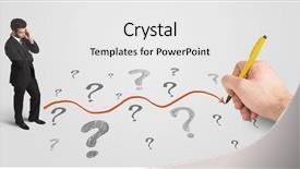  Presentation with lost people - Cool new presentation with people lost money - business man looking at question backdrop and a  colored foreground