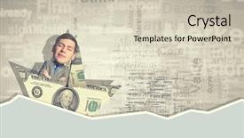  Presentation with lost people - PPT theme enhanced with people lost money - businessman escapes from the crisis background and a soft green colored foreground