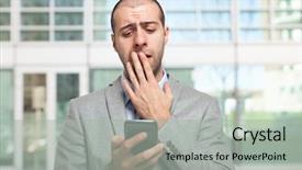  Presentation with mobile money - Beautiful PPT theme featuring people lost money - concerned businessman looking at his backdrop and a  colored foreground