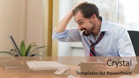  Presentation with lost people - Beautiful presentation theme featuring people lost money - stressed businessman at work backdrop and a  colored foreground