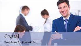  Presentation with staff - Colorful PPT layouts enhanced with people manager - successful business man standing backdrop and a  colored foreground