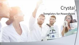  Presentation with biochemistry - Slide deck featuring people matter - group of young workers are background and a white colored foreground