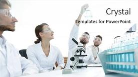  Presentation with biochemistry - Slide deck featuring people matter - group of young workers are background and a white colored foreground