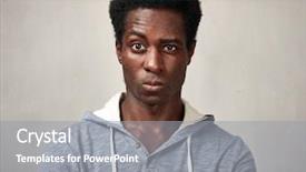  Presentation with man looking up happy - Slides featuring people matter - man looking camera background and a gray colored foreground