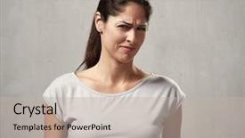  Presentation with people matter - Audience pleasing PPT theme consisting of people matter - misunderstanding girl backdrop and a mint green colored foreground